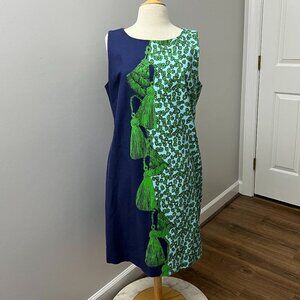 Lilly Pulitzer Stephanie Tassel Print Sleeveless Sheath Shift Dress Sz 16